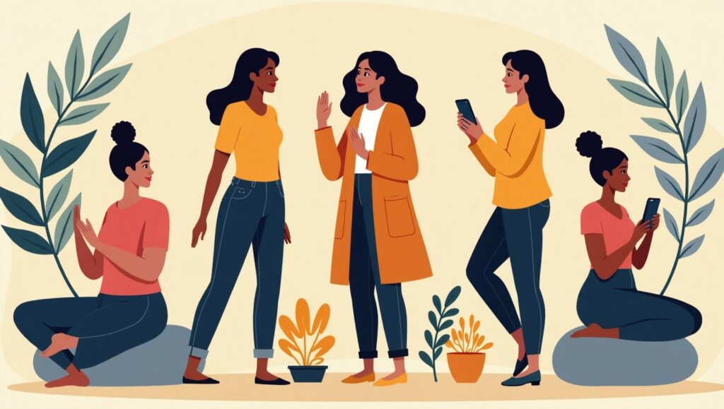 Empowering Women: How to Prioritize Your Mental Health and Well-Being 2 Flux Dev A diverse group of women practicing selfcare in diffe 1